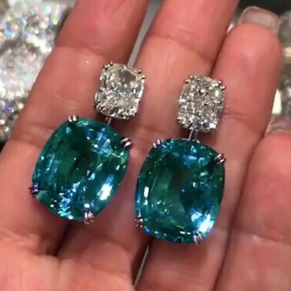 Jewelry - New Sterling silver diamond turquoise earrings